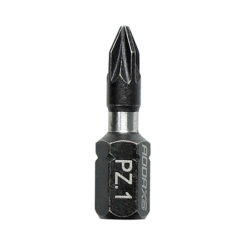 No. 1 Γ 25mm TIMCO Impact Driver Bits β PZ - Pack of 1 β Hex Shank, Torsion Zone, Black Phosphate (1PZ25X6)