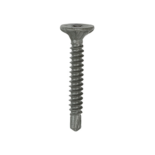 (BOX OF 200) Drywall Construction Metal Stud Cement Board Screws – PH Countersunk Wafer Head – Self-Drilling – Exterior Silver Organic Finish