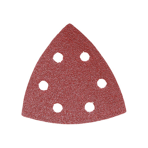 95 x 95mm Delta Sanding Pads – Red Aluminium Oxide Abrasive (Choice of Grit P60–P240) for Fine Finishing – Compatible with Bosch, DeWalt, Festool & More (PACK OF 5)