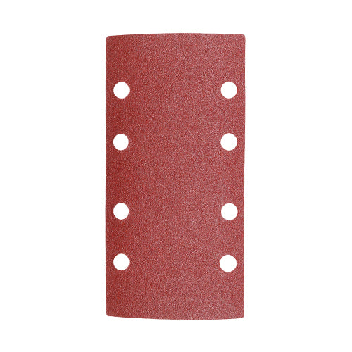 93 x 185mm 1/3 Sanding Sheets – Red Punched – Grit Options Available – Aluminium Oxide – Hook & Loop Backing – Compatible with Bosch, Makita & DeWalt (PACK OF 5)