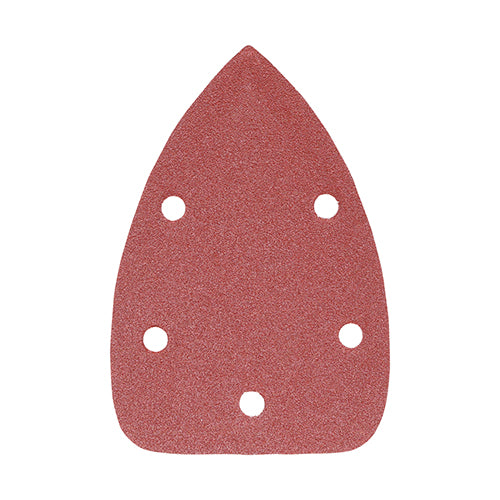 (PACK OF 5) Red Detail Sanding Pads – 80/120/180 Grit Options – Aluminium Oxide – Hook & Loop Backing – Compatible with Bosch & Black+Decker