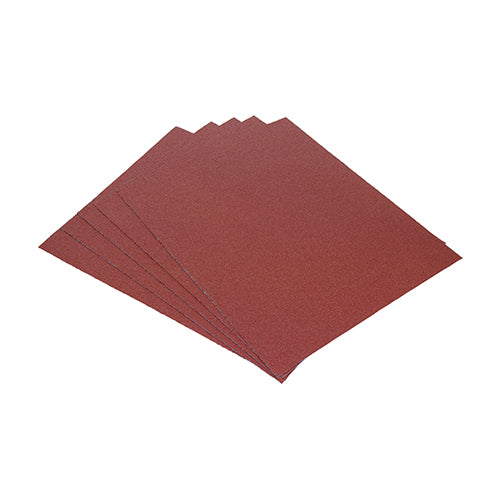 230 x 280mm Sanding Sheets – Red Aluminium Oxide Grit (80/120/180) for Wood, Paint & Plaster Finishing (PACK OF 5)