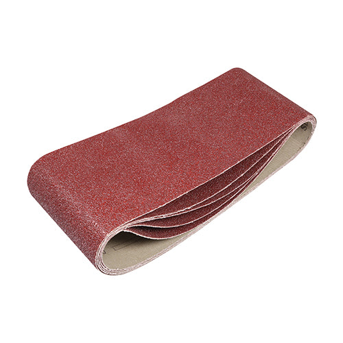 (PACK OF 5) Red Sanding Belts – Aluminum Oxide Grit 40/120 – Heat Resistant Cloth Backing – Compatible with Makita & Ryobi