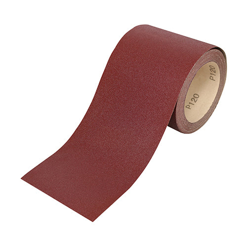 115mm x 10m Sandpaper Roll – Red Aluminium Oxide Abrasive for Levelling & Smoothing - Grit 60/80/120 (1 Roll)