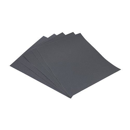 230 x 280mm Wet & Dry Sanding Sheets – Black Silicone Carbide Grit (P180–P1200) for Ultra Fine Finishing (PACK OF 5)