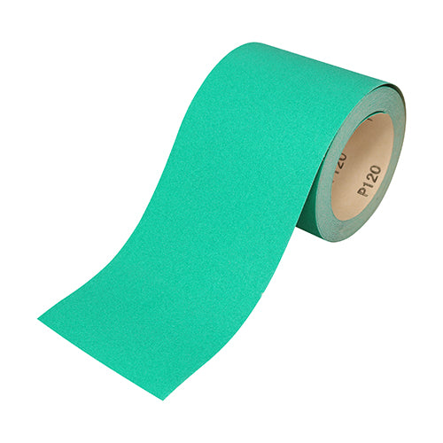 115mm x 10m Sandpaper Roll – Green Aluminium Oxide Abrasive for Levelling & Smoothing - Grit 60/80/120 (1 Roll)