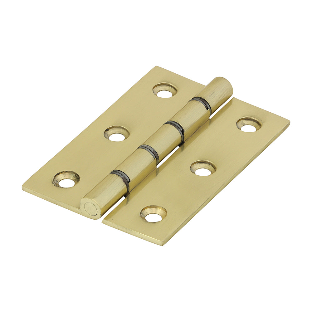 (BAG OF 1 PAIR) Double Steel Washered Butt Hinge β Solid Brass Polished Brass β Smooth Door Movement