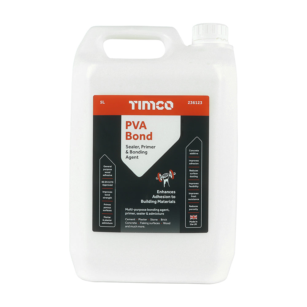 5L PVA Bond – Multi-Purpose Adhesive, Sealer & Primer for Plaster, Cement & Wood (1 Each)