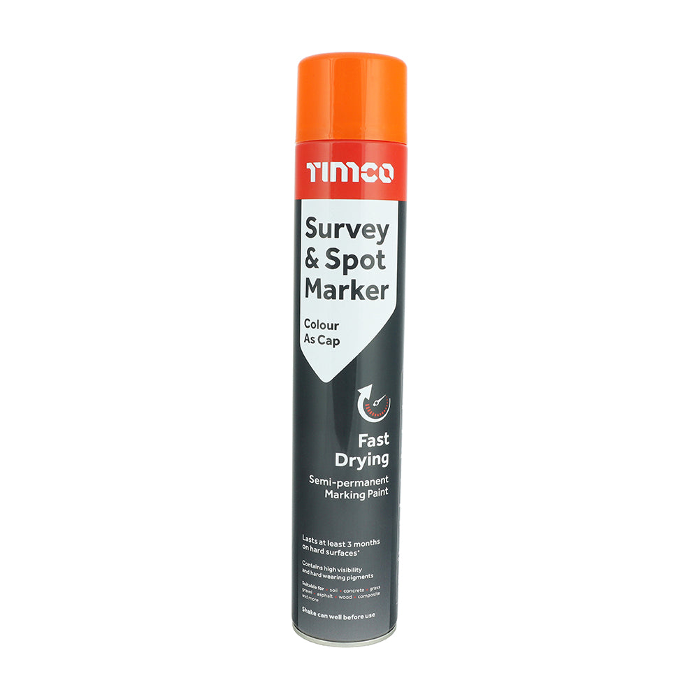 750ml Orange Survey & Spot Marker Paint – Rapid Drying Inverted Marking Spray for Construction, Landscaping & Roadworks (1 CAN)