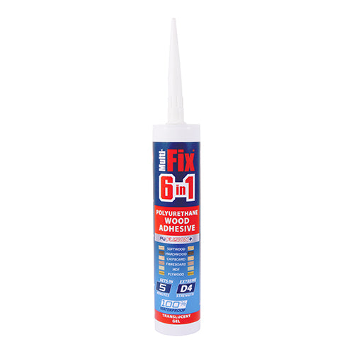 (PACK OF 1) 310ml PU Wood Adhesive 5 Minute Gel – Fast Cure Polyurethane Wood Glue D4 Waterproof Cartridgew