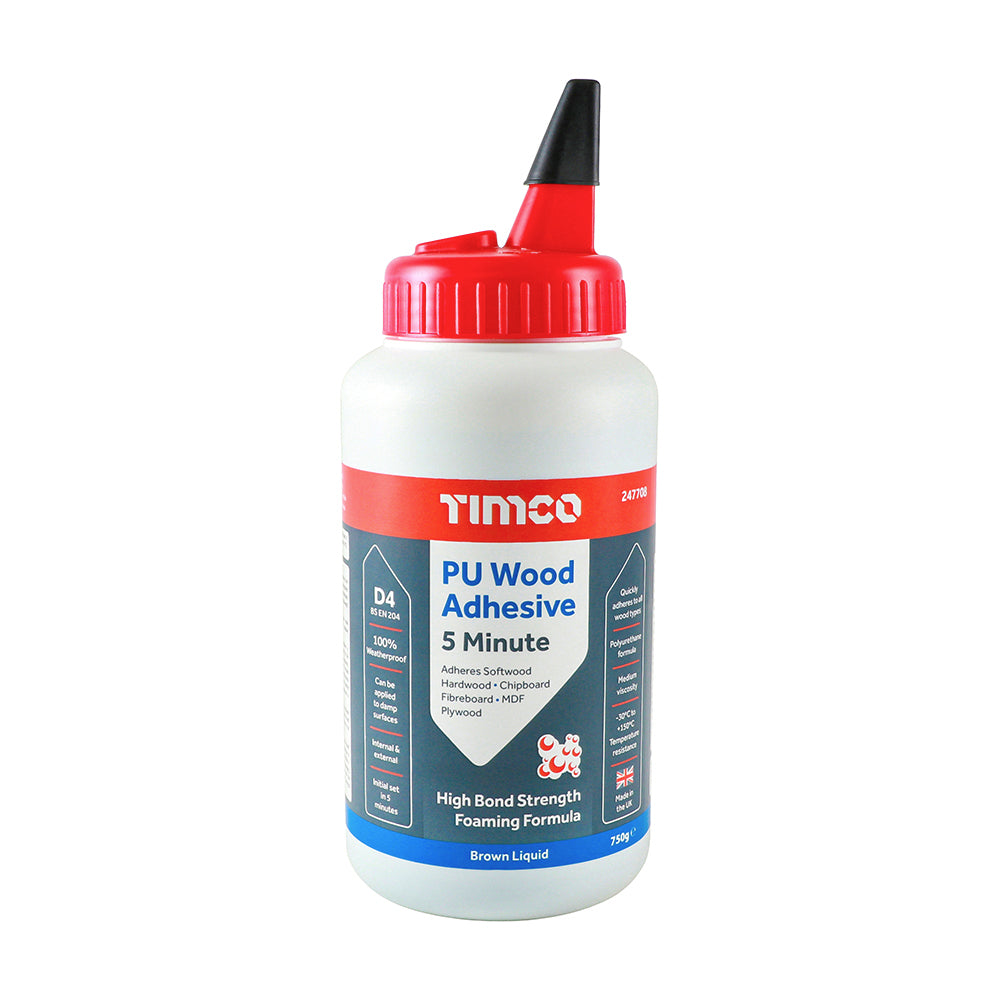 750g PU Wood Adhesive 5 Minute Liquid β Fast Set Polyurethane Wood Glue D4 Waterproof β 1 Each