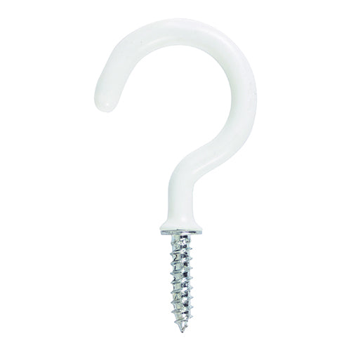 Round Cup Hooks – White Finish Screw-In Hooks for Wood & Walls | Ideal for Keys, Cups & Light Hanging