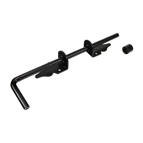 305mm (12") Cane Bolt β Black Epoxy Carbon Steel Gate & Door Drop Bolt β Secure Latch with Fixings (1 Each)