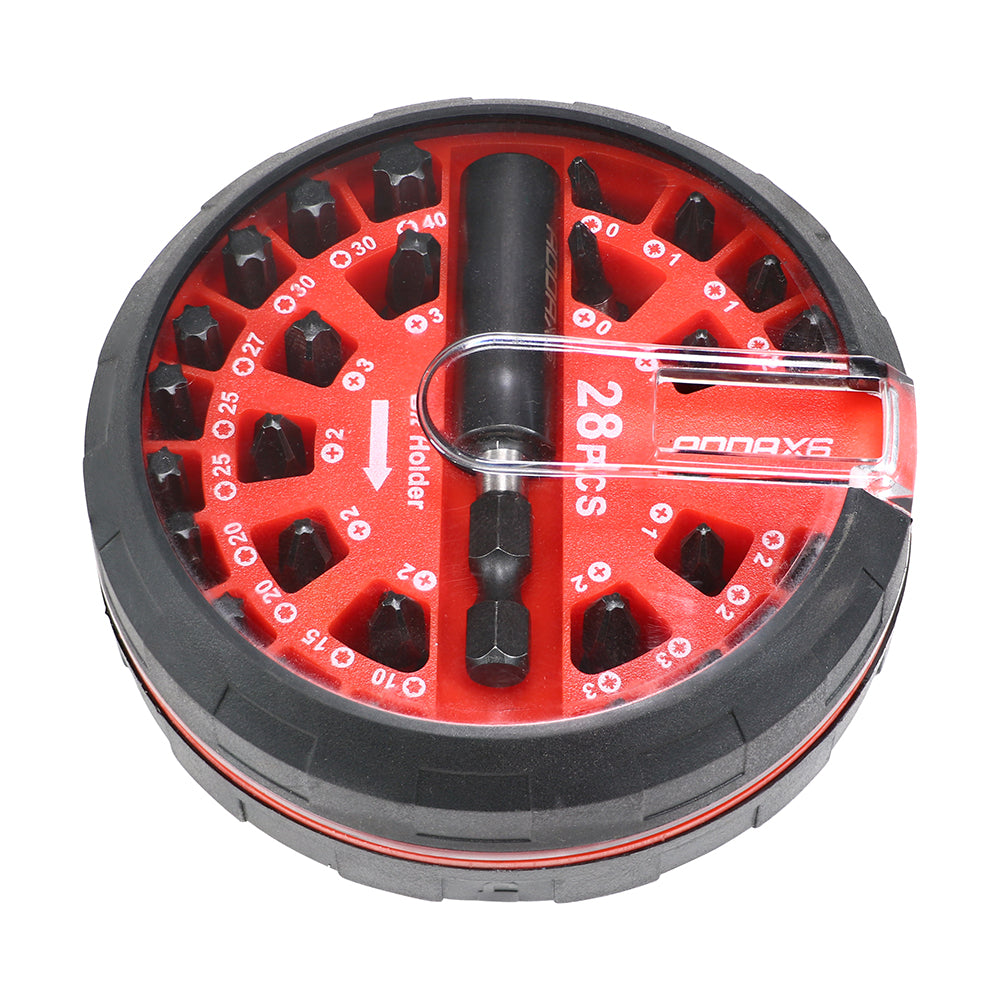 (PACK OF 28) Impact Driver Bit Set – Professional Magnetic Hex Adaptor with Black Phosphate Finish