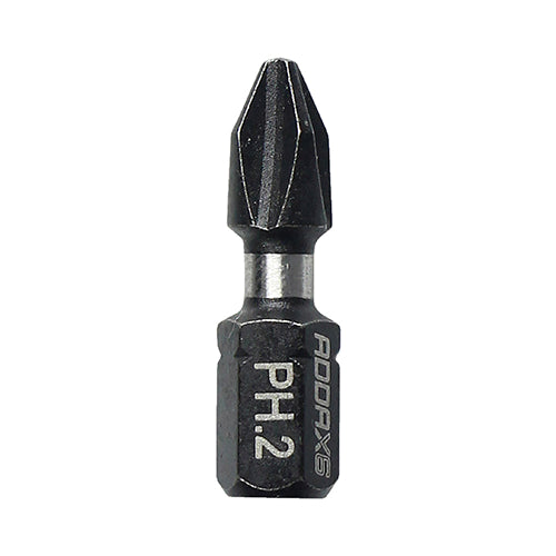 No.2 x 25mm Impact Driver Bits PH2 No.2 – Hardened Carbon Steel, Black Phosphate, Double Ended for Power Tools & DIY - Pack of 10 (2PH25X6)