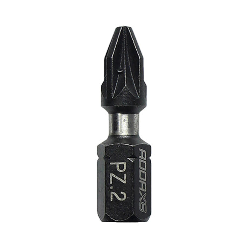 No.2 x 25mm - TIMCO PZ2 Impact Driver Bits – S2 Steel, Hex Shank, Torsion Zone, Black Phosphate - Pack of 10