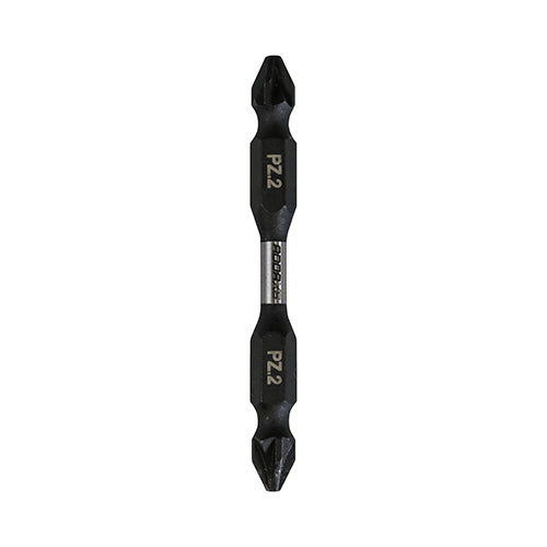 No.2 x 65mm - Impact Driver Bits - PZ Double Ended | Hex Shank Black Phosphate Pack of 2 (2PZ65X6)