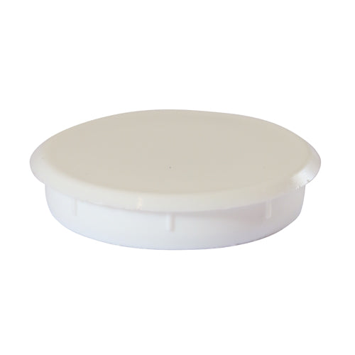 35mm Hinge Hole Cover Caps - White Plastic Plugs for Kitchen, Bedroom & Bathroom Furniture
