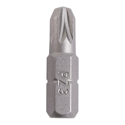 No. 3 × 25 mm S2 Driver Bits – PZ | Hardened Carbon Steel, Hex Shank