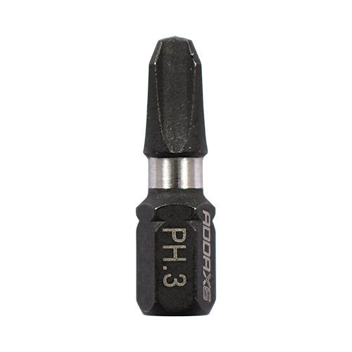 No.3 x 25mm Impact Driver Bits PH3  – Hardened Carbon Steel, Black Phosphate, High Torque, Precision Screwdriver Bits, Power Drill Accessories - Pack of 10 (3PH25X6)