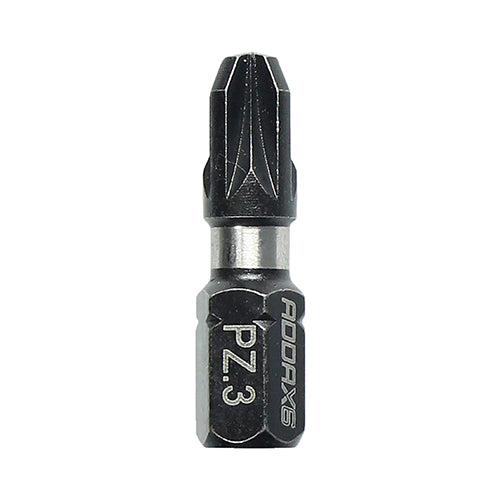 No.3 x 25mm Impact Driver Bits PZ3  – Hex Shank, Black Phosphate, Hardened Steel, Durable Driver Bits - Pack of 10 (3PZ25X6)