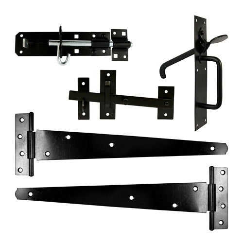 18" Side Gate Kit with Suffolk Latch & Brenton Padbolt β Black Epoxy Finish β Complete Gate Fitting Set for Medium Timber Gates (PACK OF 1)