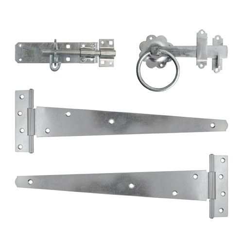 18" Side Gate Kit with Ring Latch & Brenton Padbolt β Hot Dipped Galvanised Finish β Complete Medium Gate Fitting Set (PACK OF 1)