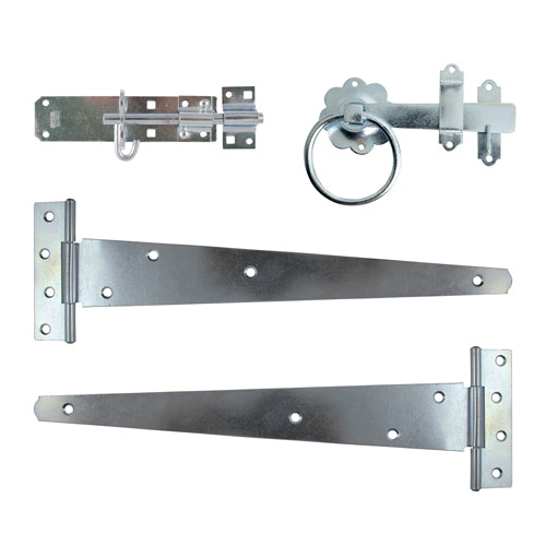 18" Side Gate Kit with Ring Latch & Brenton Padbolt β Zinc Plated Finish β Complete Medium Gate Fitting Set (PACK OF 1)