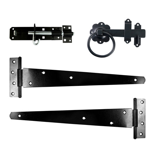 18" Side Gate Kit with Ring Latch & Brenton Padbolt β Epoxy Black Finish β Complete Medium Gate Hardware Set (PACK OF 1)