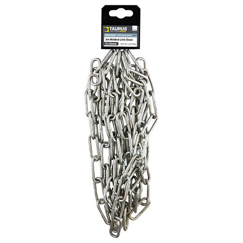 3mm x 2.5m Welded Link Chain - Heavy Duty Galvanised Steel for Gates, Fencing & Machinery Security