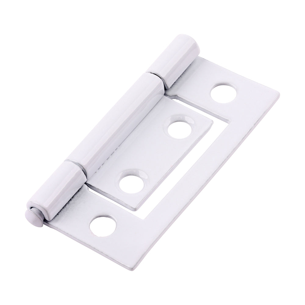 (PACK OF 1 PAIR) 50 x 38.5 Flush Hinge (105) – White Epoxy Steel – Cabinet & Cupboard Hinge