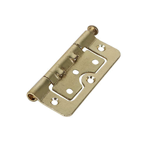 (PACK OF 1 PAIR) Hurlinge Loose Pin (104Z) Electro Brass – Flush Fit Cabinet & Cupboard Hinge with Offset Knuckle and Easy Door Removal