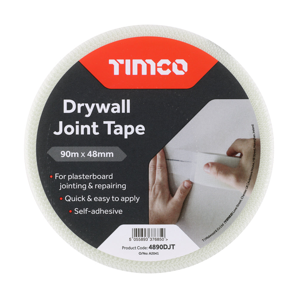 TIMCO 90m x 48mm Drywall Joint Tape – Self-Adhesive Fibreglass Plasterboard Repair Roll