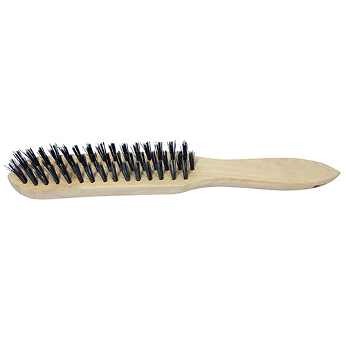 TIMCO 4 Row Wooden Handle Scratch Brush – Steel Bristles for Rust, Paint & Surface Cleaning - Pack of 1 (4SBHD)