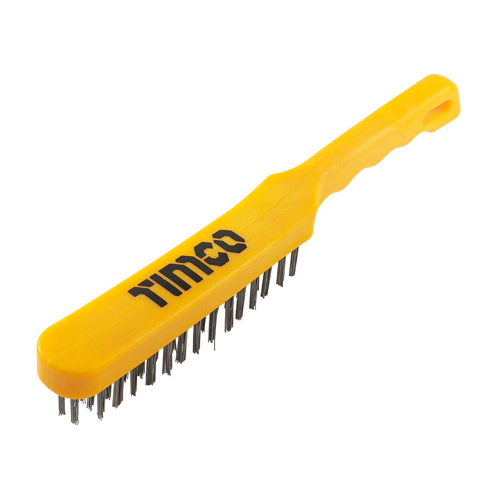 TIMCO 4 Row Plastic Handle Scratch Brush – Steel Bristles for Rust, Paint & Grout Removal (1 Each)