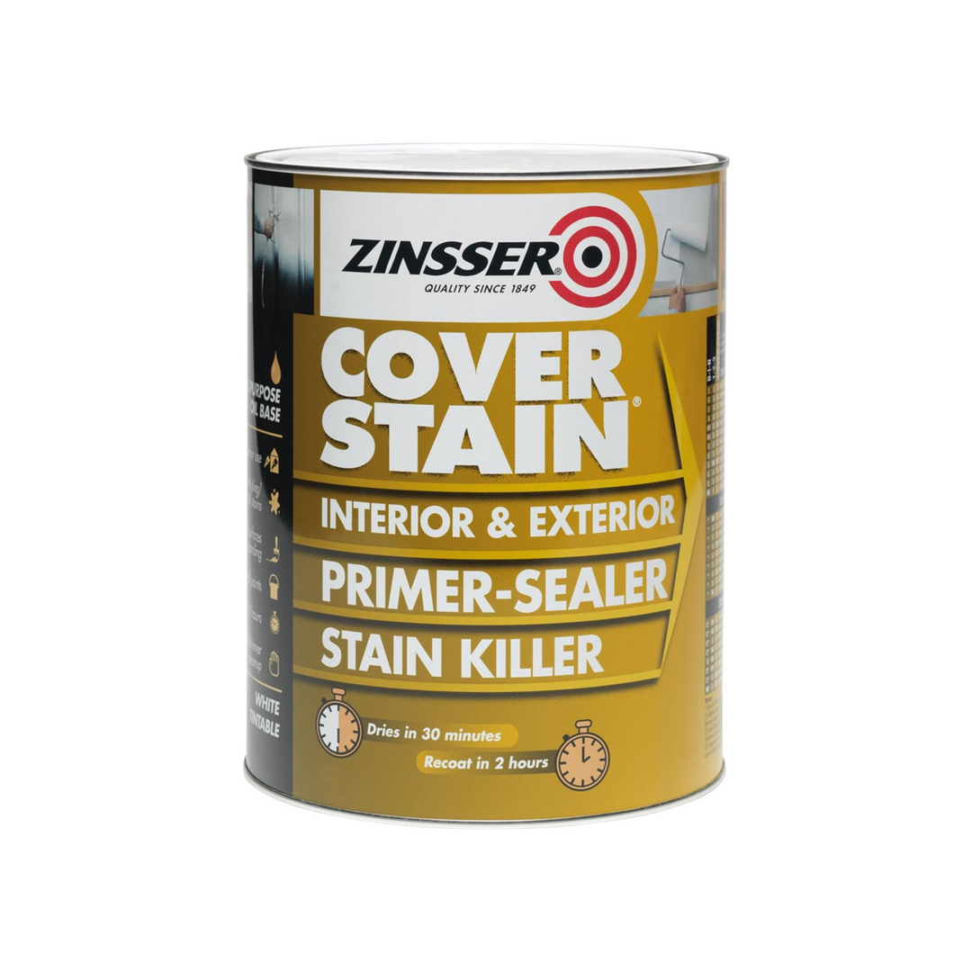 2.5 Litre Zinsser Cover Stain Primer & Sealer – Oil Based, Exterior & Interior, High Adhesion (ZN7080001C1)