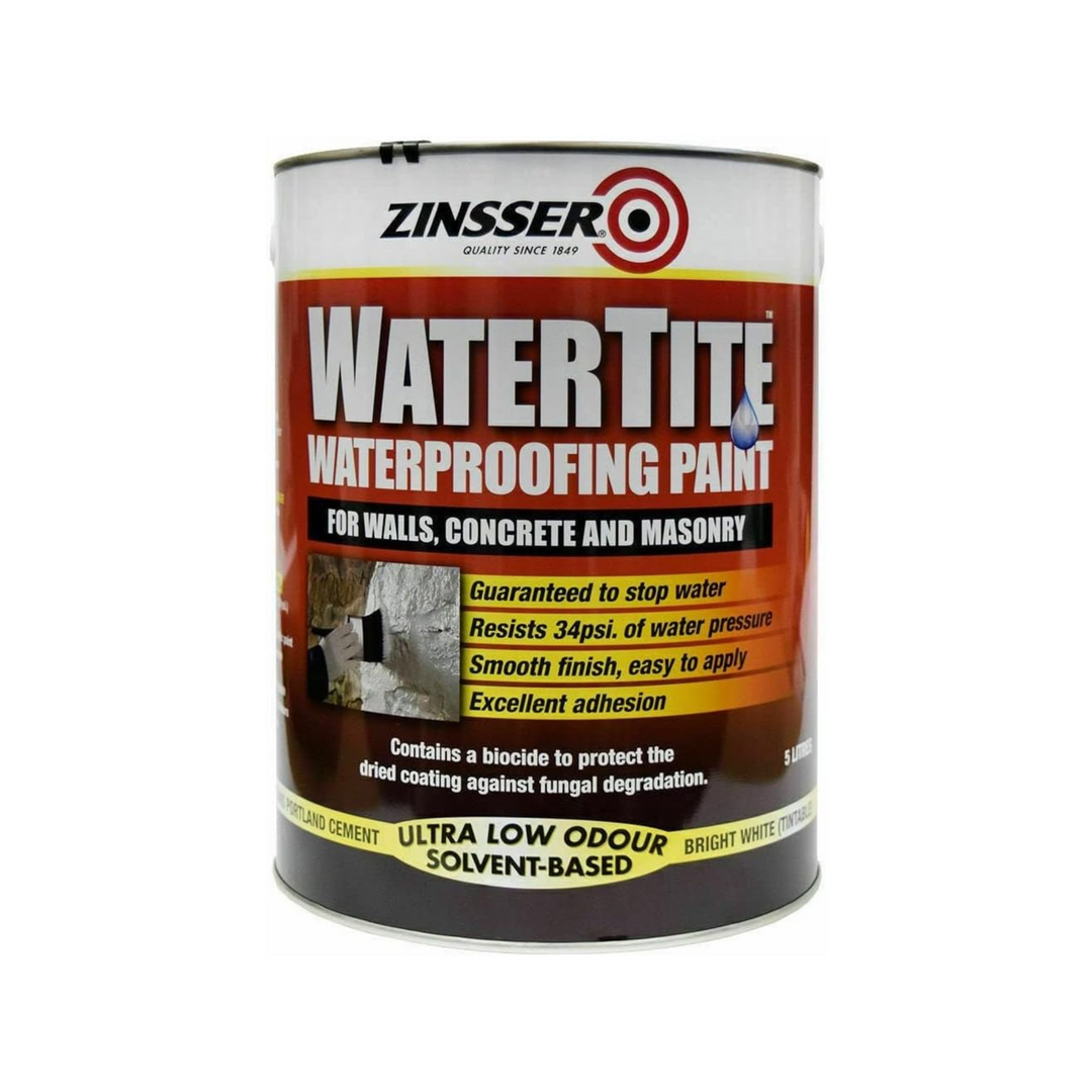 10L Zinsser Watertite Basement Waterproofing Paint White – Interior & Exterior Concrete and Masonry Protection (ZN7110001N1)