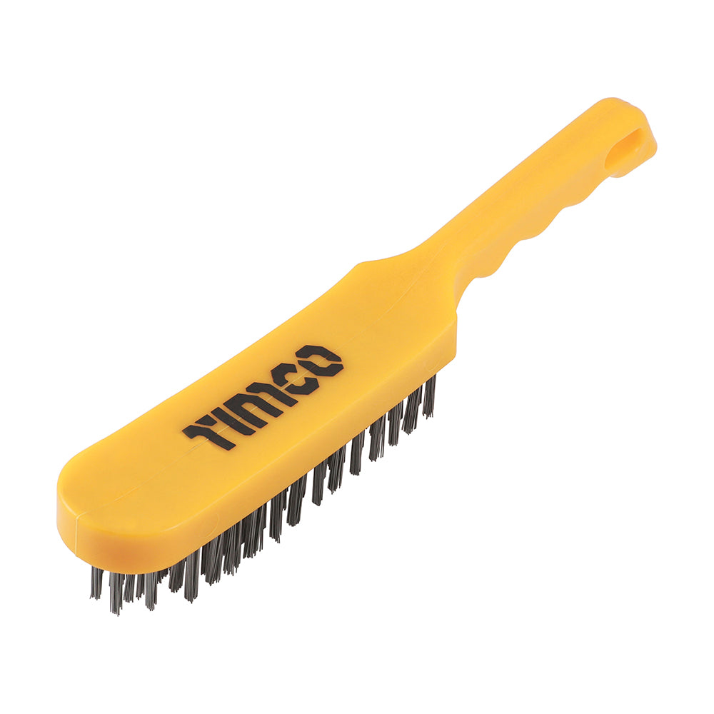 TIMCO 6 Row Plastic Handle Scratch Brush – Steel Wire Bristles for Paint, Rust & Grout Removal - Pack of 1 (6SBP)