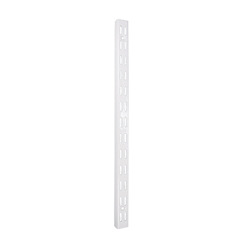 (BOX OF 10) Twin Slot Upright – White Antimicrobial Powder-Coated Steel Shelving Rail