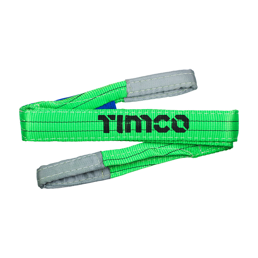 (BAG OF 1) 2000kg (2 Tonne) Polyester Lifting Sling β Durable Flat Webbing Strap for Safe Load Handling β Green