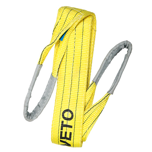 (BAG OF 1) Lifting Sling 3000kg / 3 Tonnes – Yellow Flat Polyester Duplex Webbing Sling for Heavy Loads
