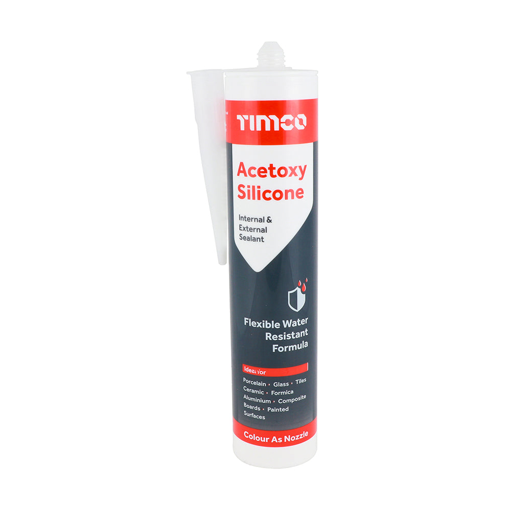 300ml Clear Acetoxy Silicone Sealant – Fast Curing, Flexible & Waterproof General Purpose Sealer – 1 Each