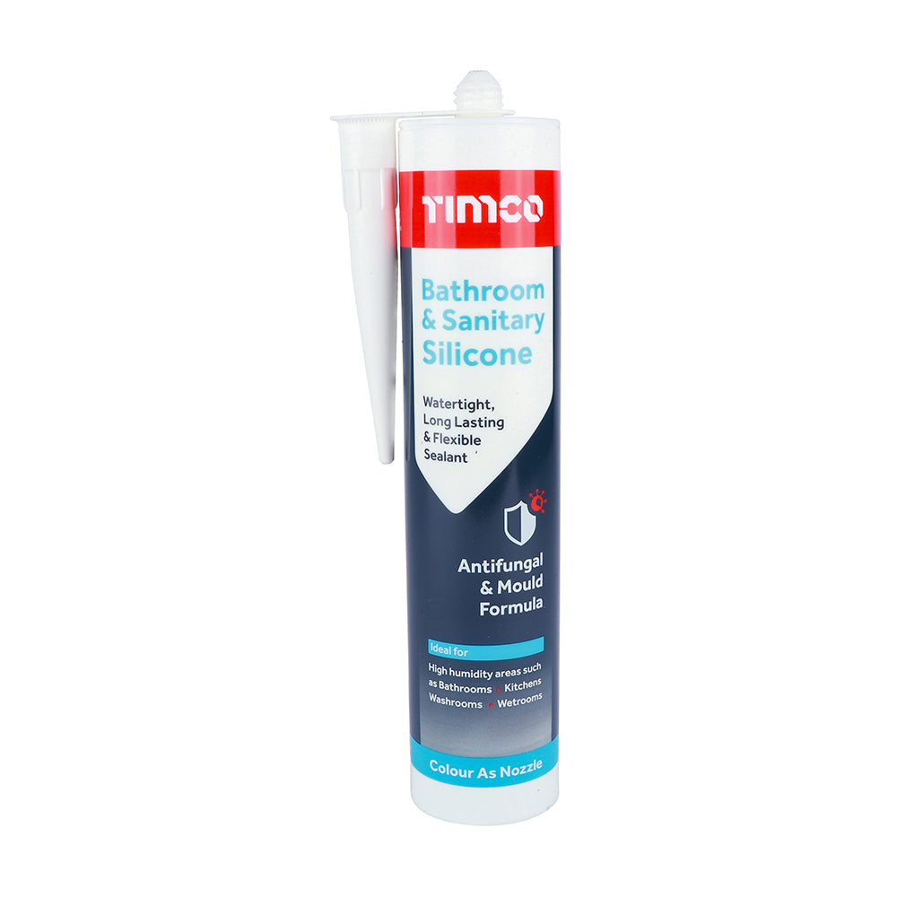 300ml White Bathroom & Sanitary Silicone Sealant – Waterproof, Mould Resistant & Flexible Shower Caulk (PACK OF 1)