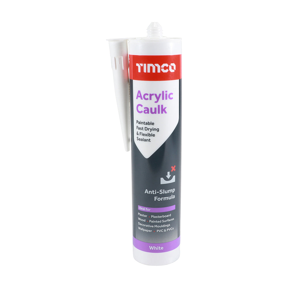 300ml White Acrylic Caulk Sealant – Flexible Crack & Gap Filler for Interior Wood, Plaster & PVC – Paintable in 2 Hours (PACK OF 1)