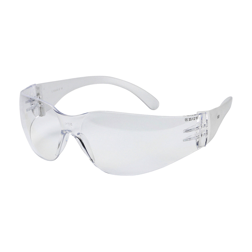 (BAG OF 1) One Size Clear Standard Safety Glasses – Lightweight Frameless Eye Protection with Anti-Scratch UV-Resistant Polycarbonate Lenses