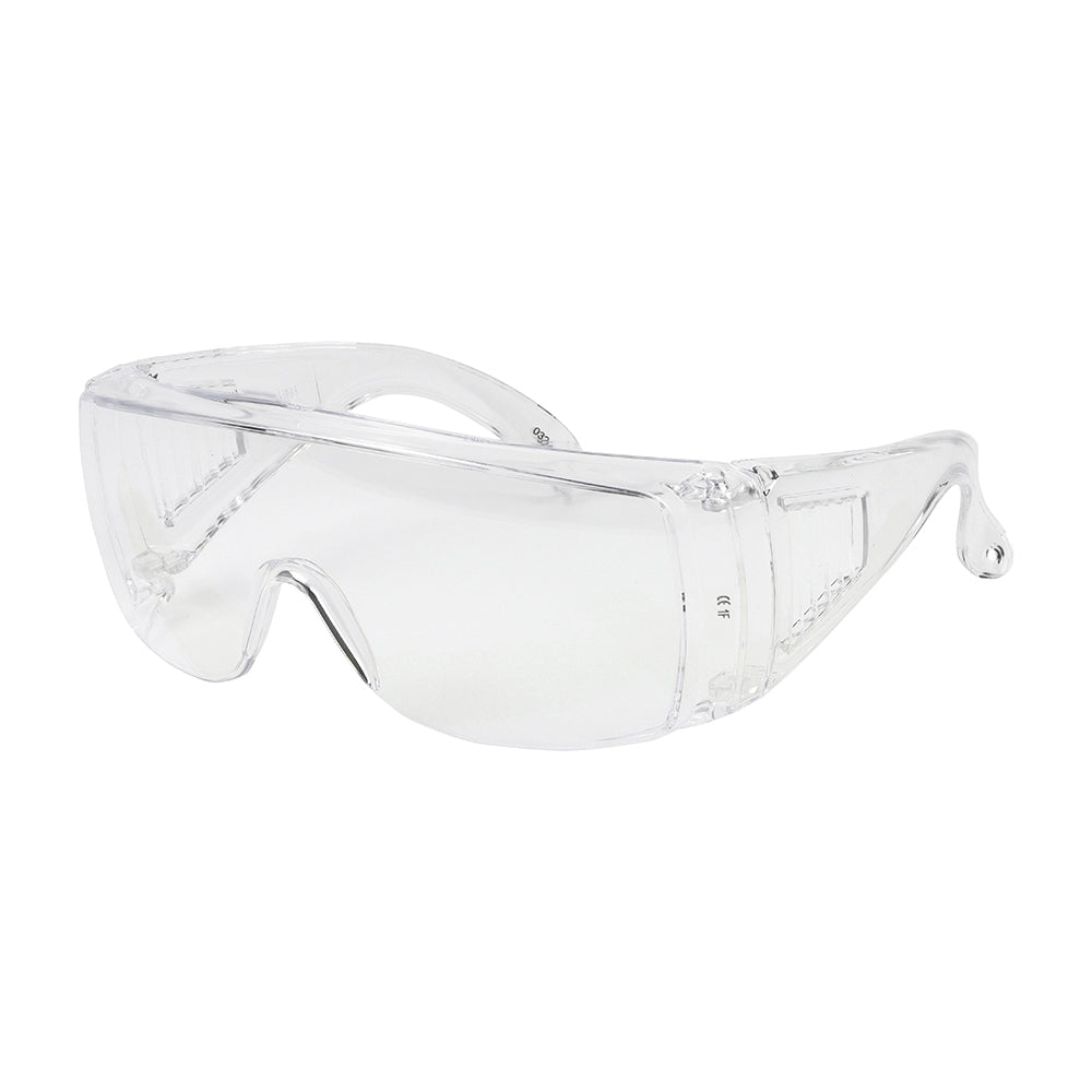 (BAG OF 1) Overspecs Safety Glasses – Clear Polycarbonate Lens – UV Protection – Side Vented Design – EN 166 F Certified