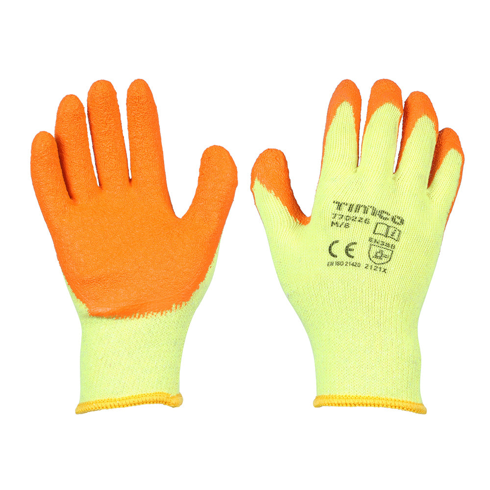 (1 PAIR) Eco-Grip Gloves M/L/XL – Crinkle Latex Coated Polycotton Work Gloves for Strong Grip & Comfort – General Purpose Safety Gloves