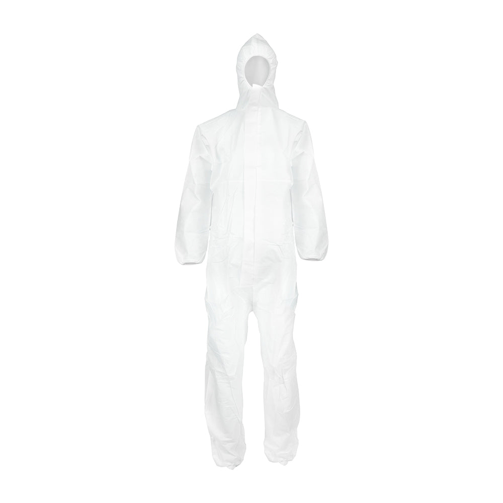 (1x) Cat III Type 5/6 Disposable Coverall β White SMS Triple Layer Protective Suit with Hood β High Risk Chemical, Paint & Dust Protection