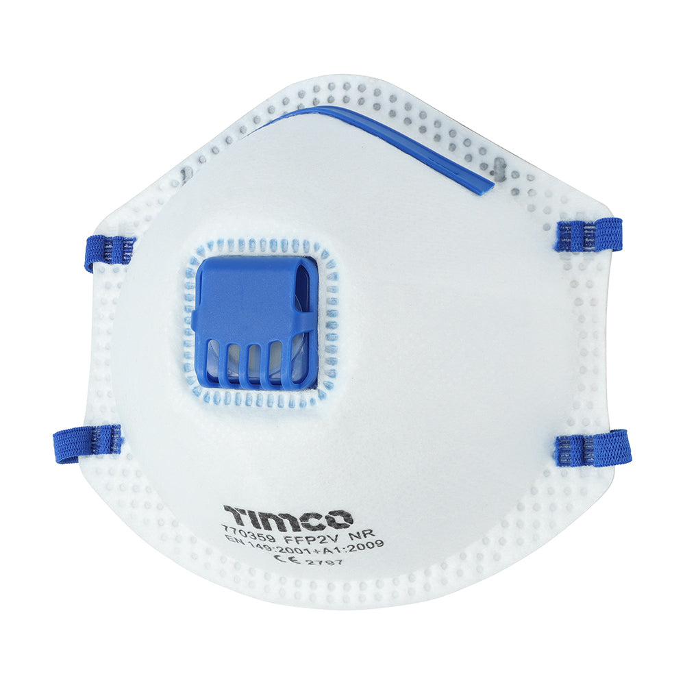 FFP2 Moulded Masks with Valve β 94% Filtration Efficiency β EN 149:2001+A1:2009 Certified Respirator β White & Blue