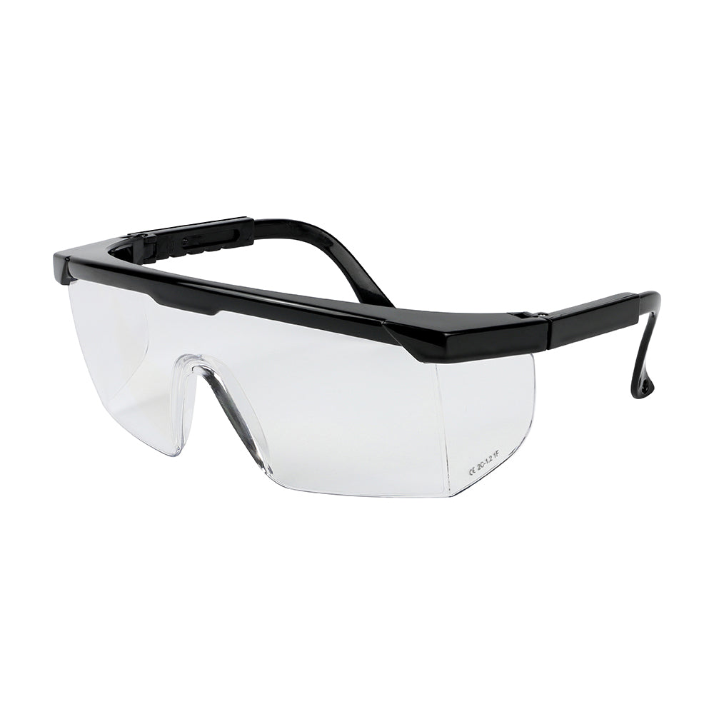 (BAG OF 1) One Size Clear Wraparound Safety Glasses – Adjustable Arm Eye Protection with Side Shields, Anti-Scratch UV-Resistant Polycarbonate Lenses